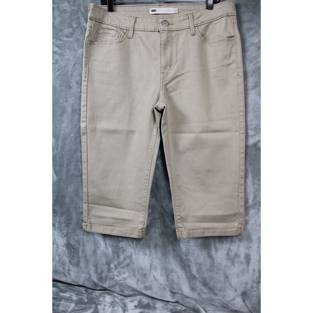 Levi's Cropped Denim Slim Stretch Fit Women's Size 12 Khaki